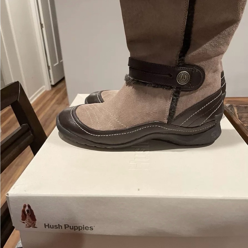 Hush Puppies Women’s Brown Mid Calf Zip Boots